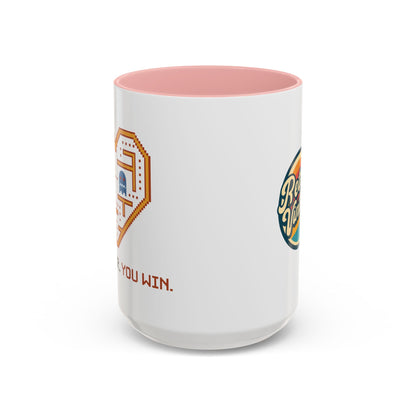 Accent Coffee Mug — Retro Arcade "You Win" Gamer Coffee Cup
