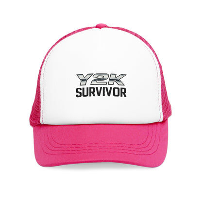 Y2K Survivor Retro Mesh Trucker Cap Vintage 2000s Aesthetic Hat for Millennials Gen Z