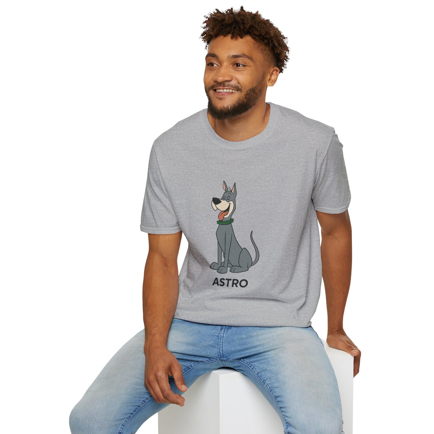 Astro Jetson Unisex Softstyle T-Shirt - Retro Cartoon Space Dog Tee