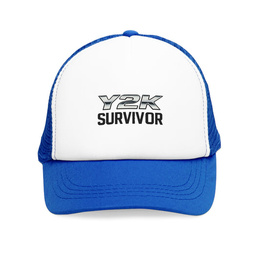 Y2K Survivor Retro Mesh Trucker Cap Vintage 2000s Aesthetic Hat for Millennials Gen Z