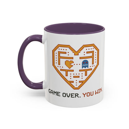 Accent Coffee Mug — Retro Arcade "You Win" Gamer Coffee Cup