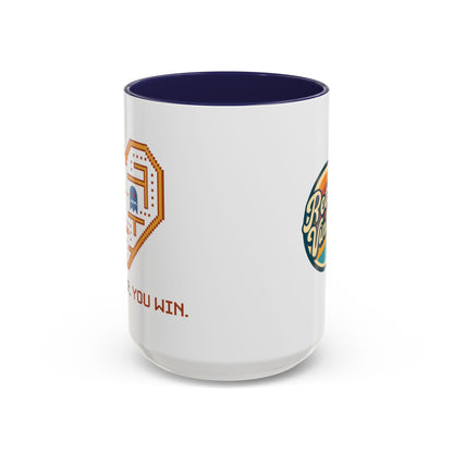 Accent Coffee Mug — Retro Arcade "You Win" Gamer Coffee Cup