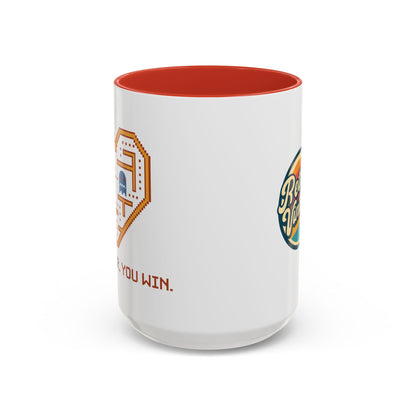 Accent Coffee Mug — Retro Arcade "You Win" Gamer Coffee Cup