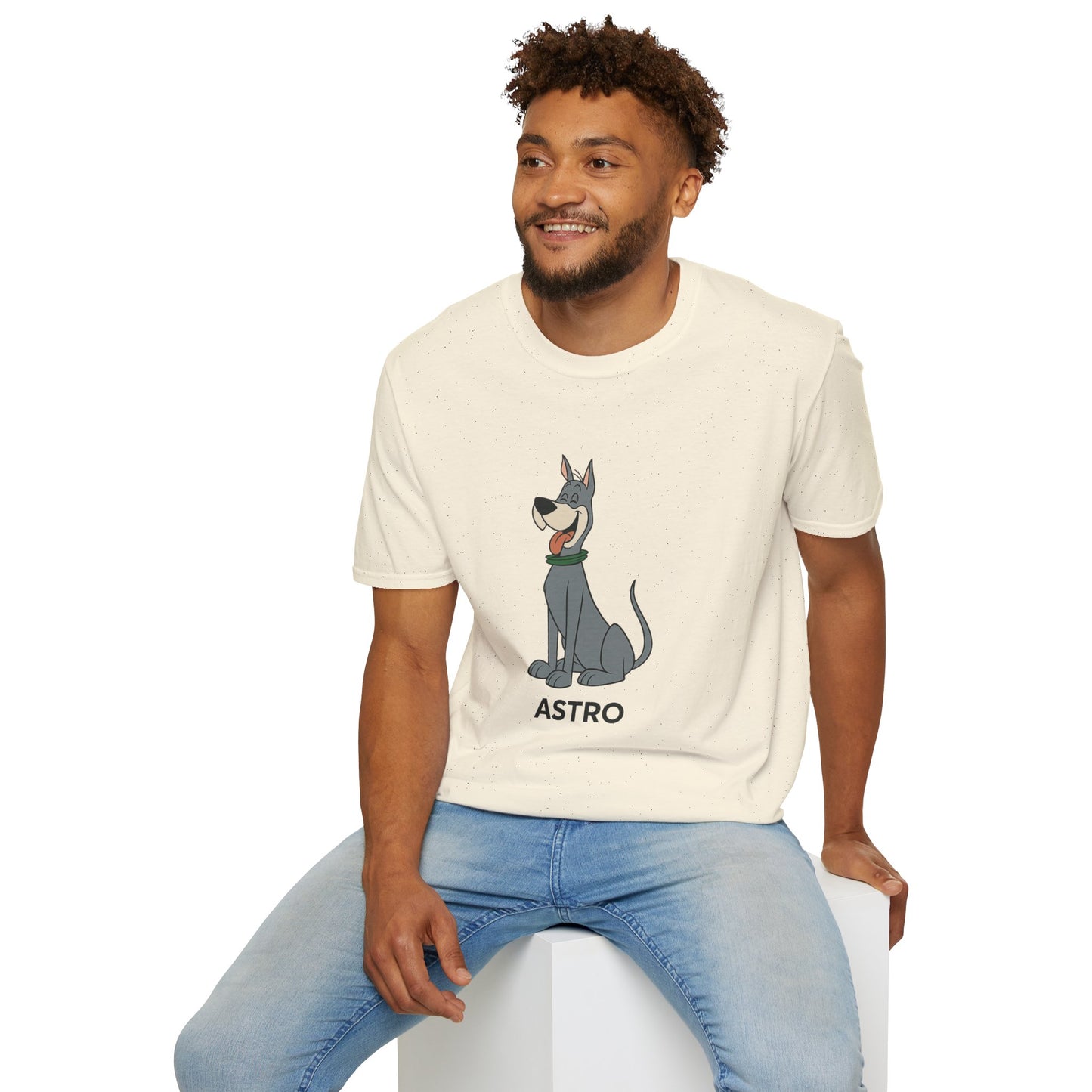 Astro Jetson Unisex Softstyle T-Shirt - Retro Cartoon Space Dog Tee