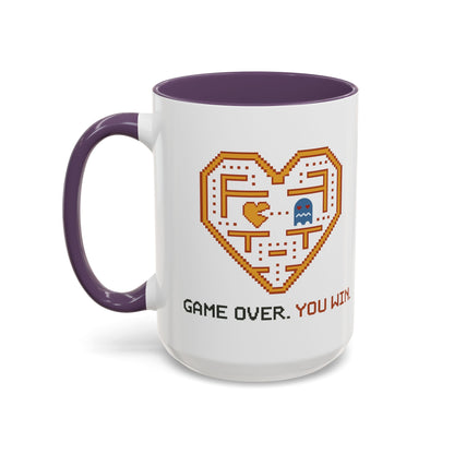 Accent Coffee Mug — Retro Arcade "You Win" Gamer Coffee Cup