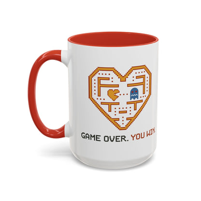 Accent Coffee Mug — Retro Arcade "You Win" Gamer Coffee Cup