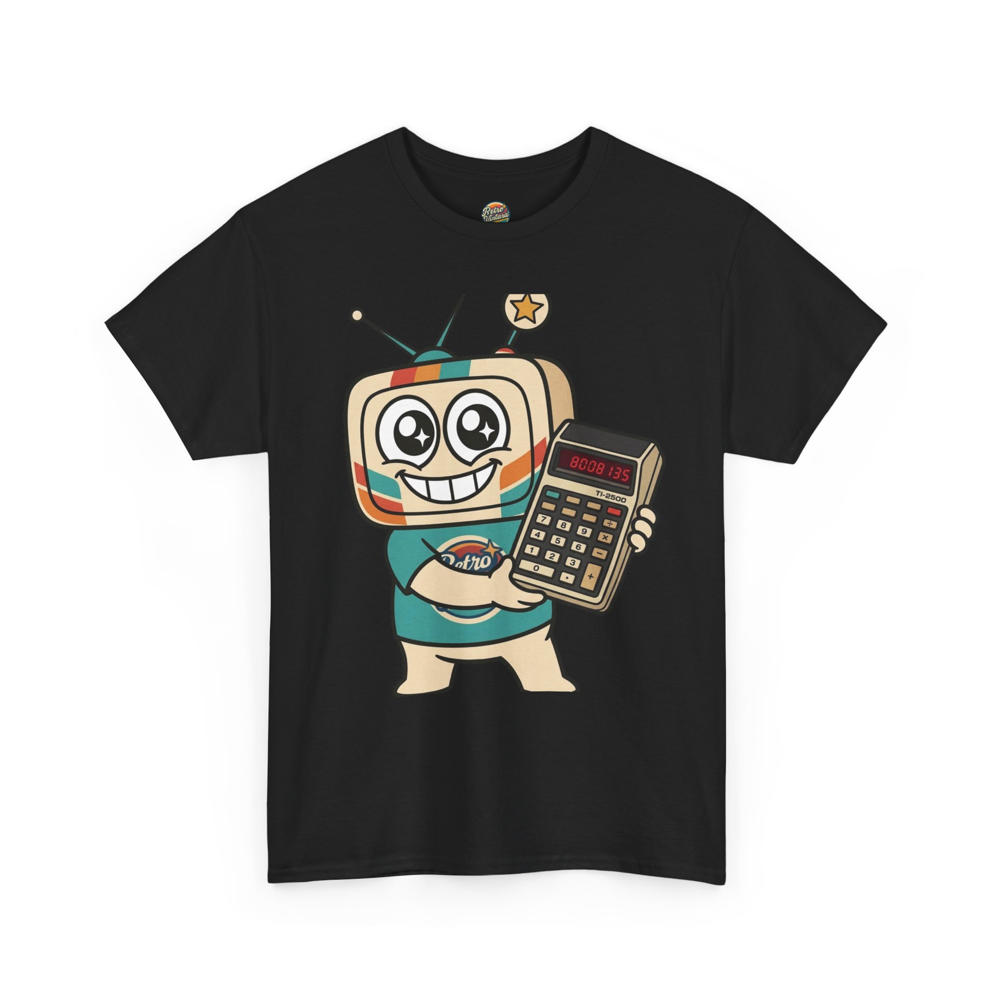 Retro Funny T-Shirt — BOOBIES — Vinty the Time Traveller — Calculator Humour Nostalgia Tee - Image 5