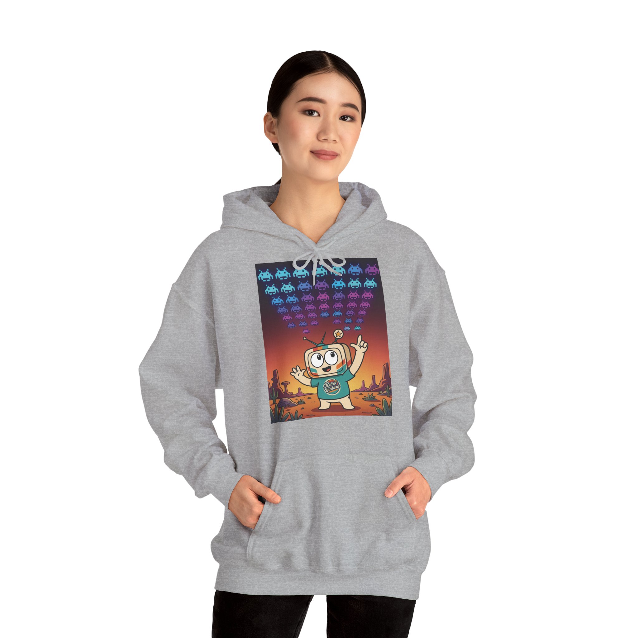 Retro Gaming Hoodie — Space Is Invading — Vinty the Time Traveller — 70s Arcade Nostalgia Hoodie - Image 6
