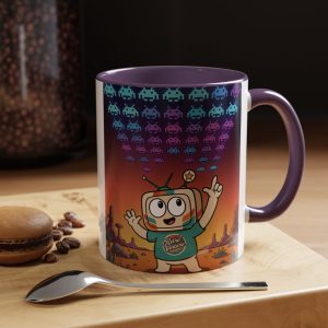 Retro Gaming Mug — Space Is Invading — Vinty the Time Traveller — Space Invaders Nostalgia Coffee Mug