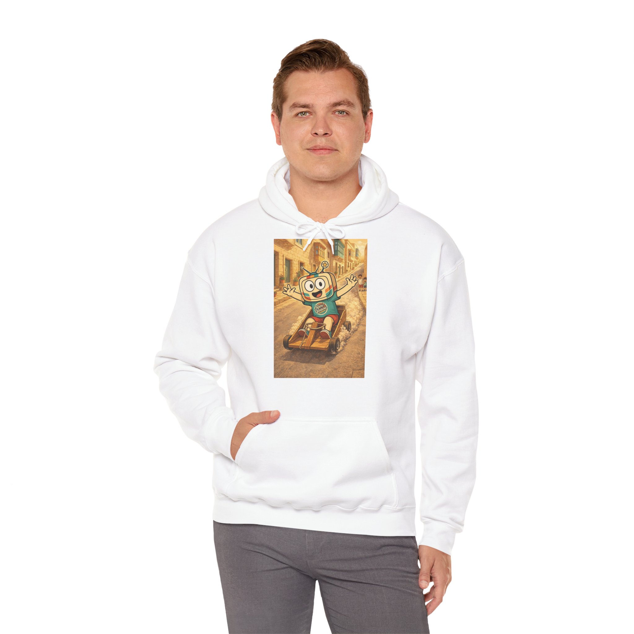 Barra Nilgħab — Vinty the Time Traveller — Maltese Nostalgia Retro Hoodie - Image 8