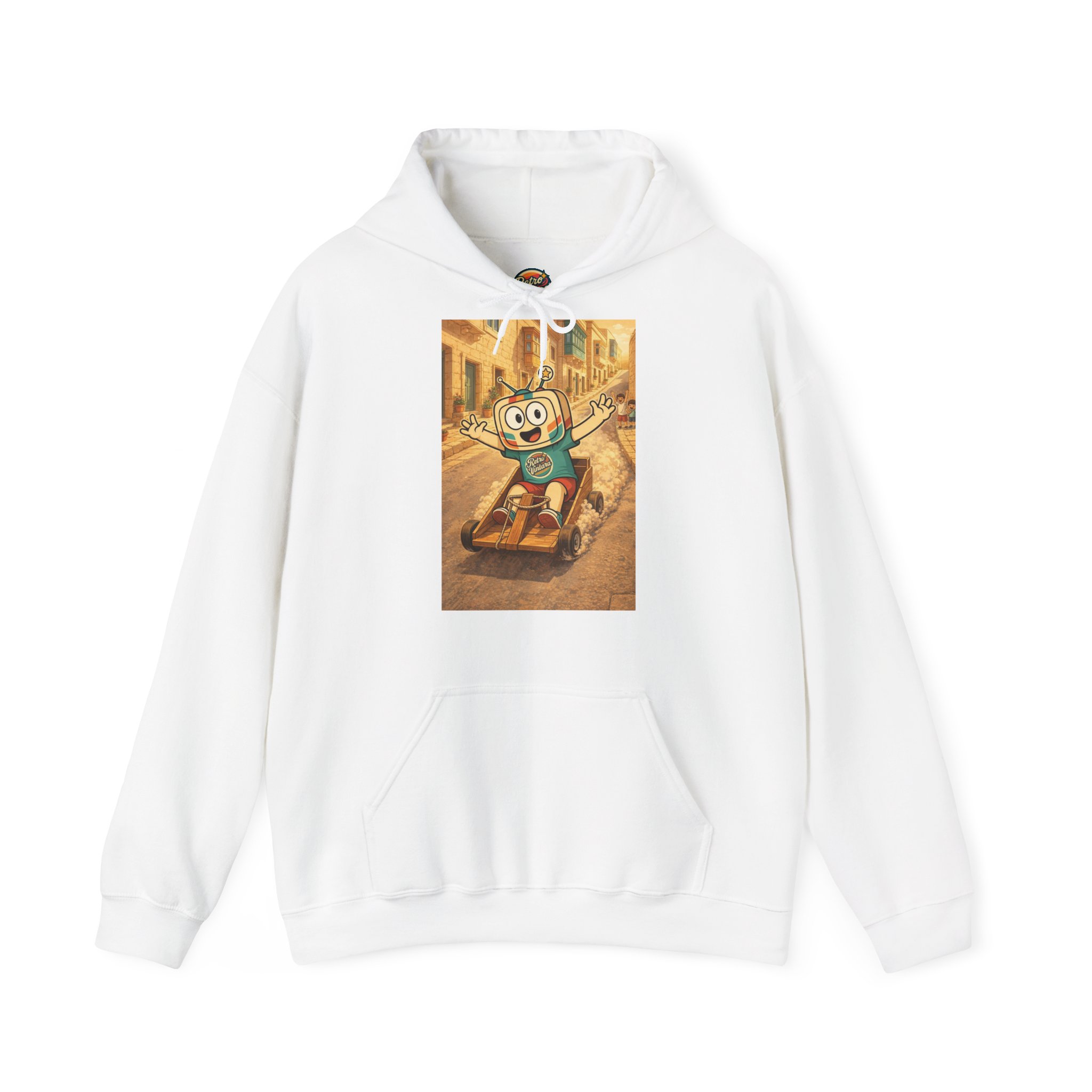 Barra Nilgħab — Vinty the Time Traveller — Maltese Nostalgia Retro Hoodie - Image 7