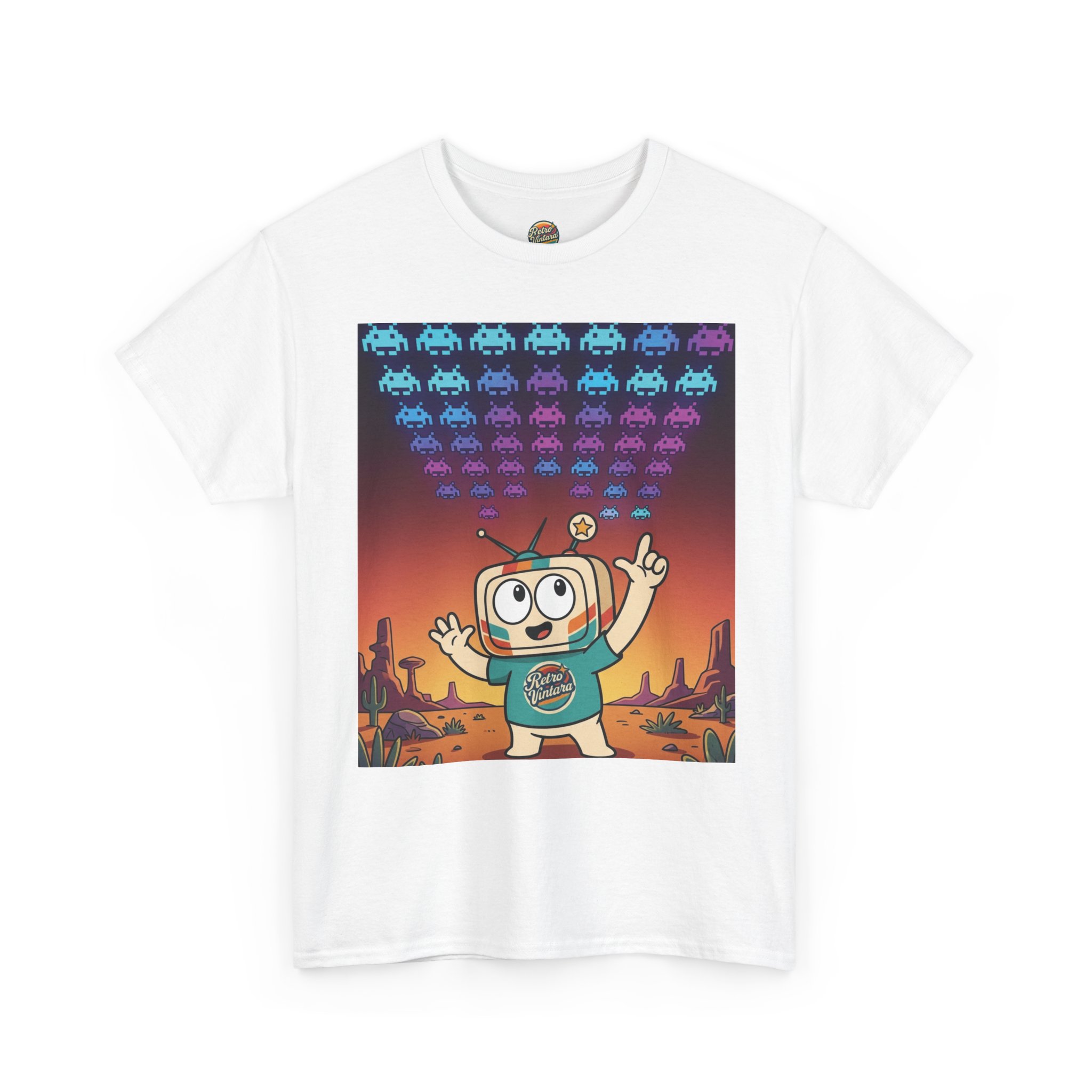 Title: Retro Gaming T-Shirt — Space Is Invading — Vinty the Time Traveller — Space Invaders Nostalgia Tee - Image 3