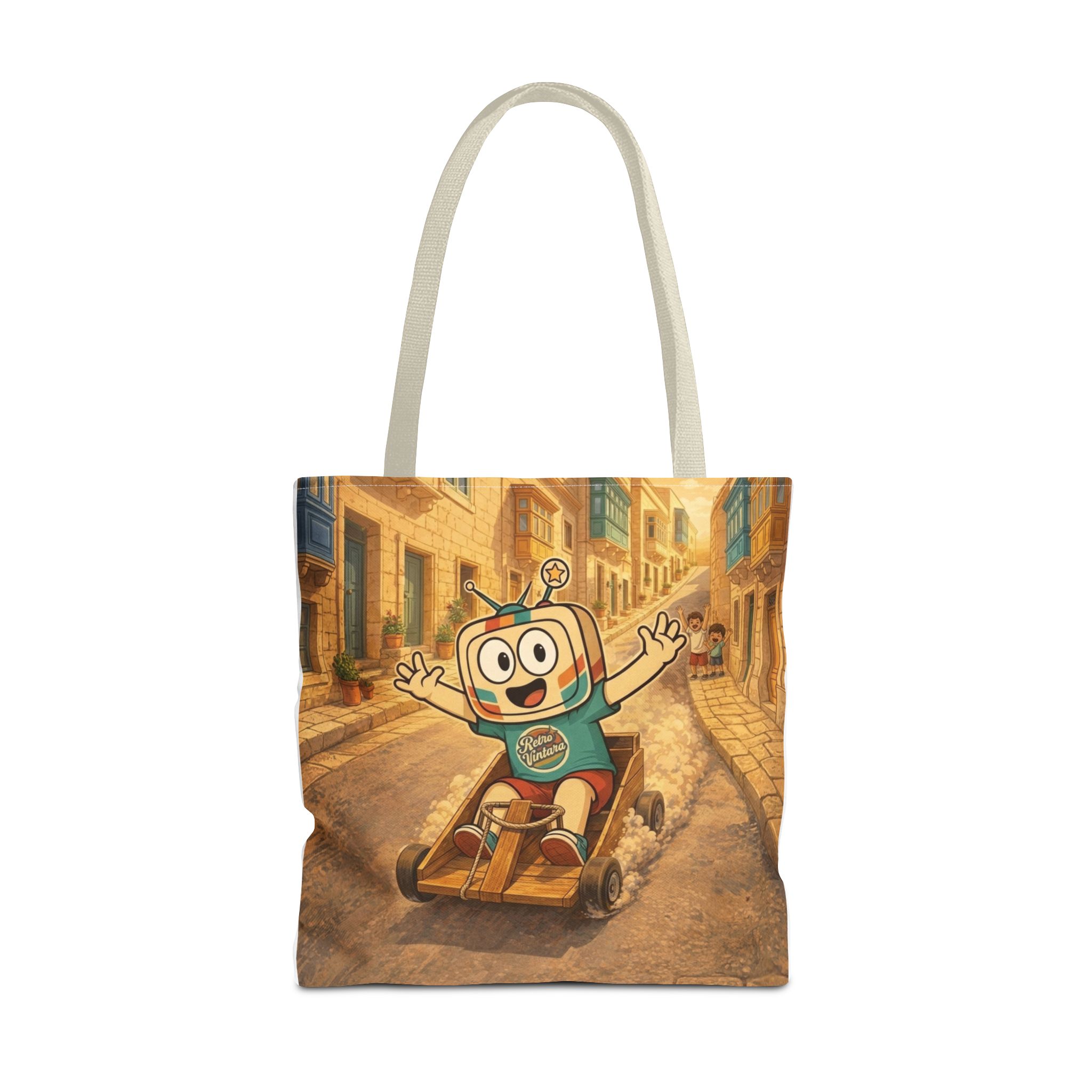 Barra Nilgħab — Vinty the Time Traveller — Maltese Street Nostalgia Retro Tote Bag - Image 12