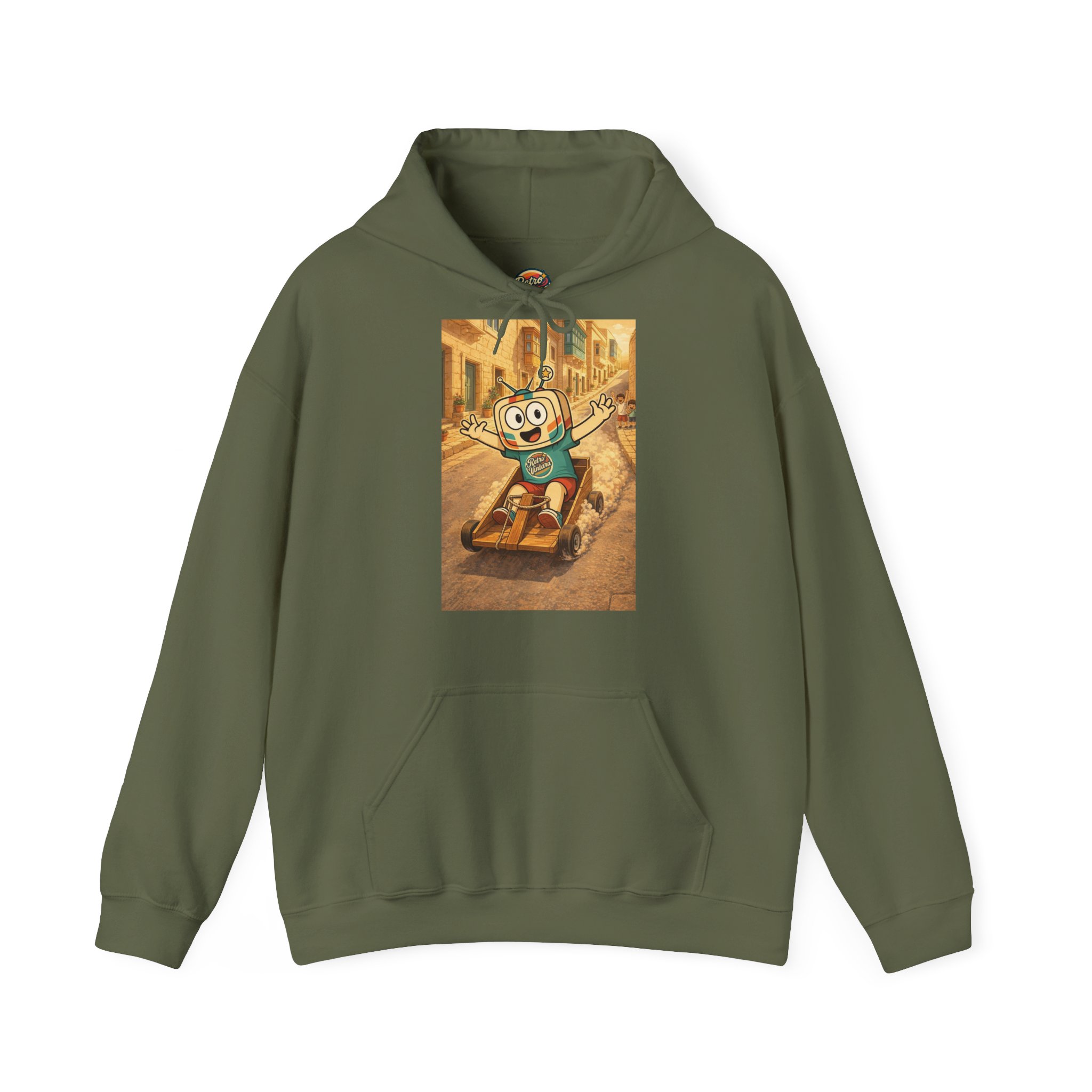 Barra Nilgħab — Vinty the Time Traveller — Maltese Nostalgia Retro Hoodie - Image 4
