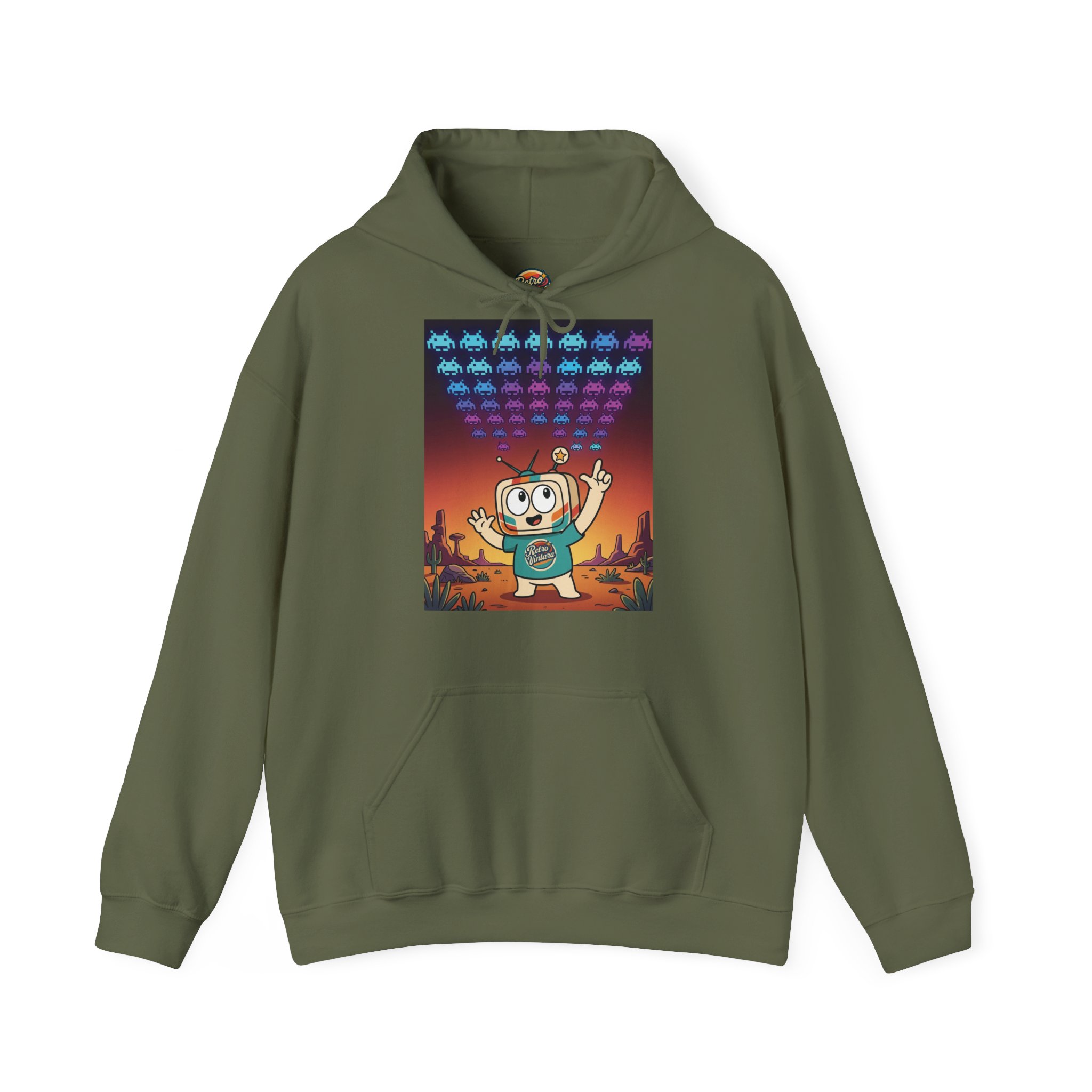 Retro Gaming Hoodie — Space Is Invading — Vinty the Time Traveller — 70s Arcade Nostalgia Hoodie - Image 9