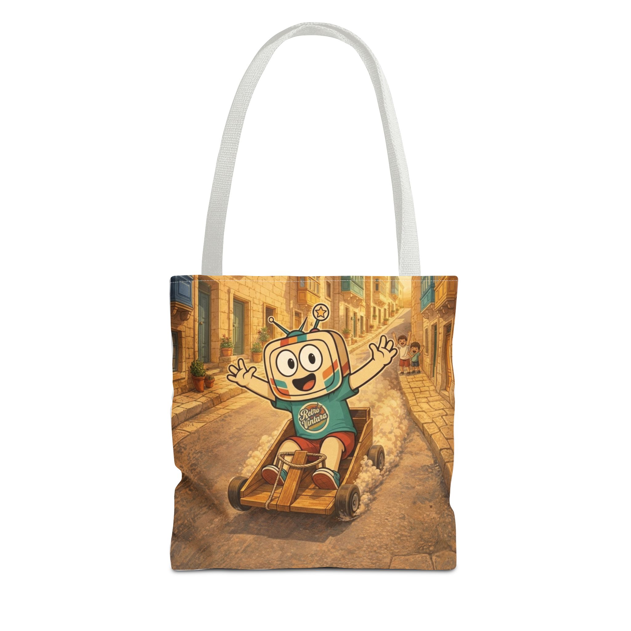 Barra Nilgħab — Vinty the Time Traveller — Maltese Street Nostalgia Retro Tote Bag - Image 7