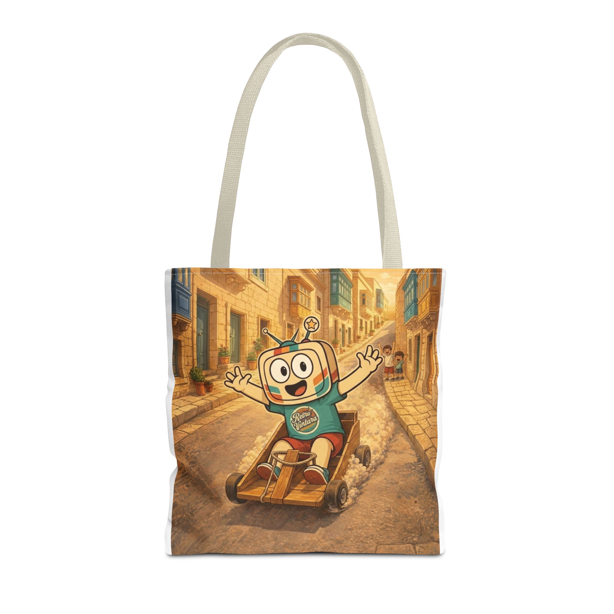 Barra Nilgħab — Vinty the Time Traveller — Maltese Street Nostalgia Retro Tote Bag - Image 11