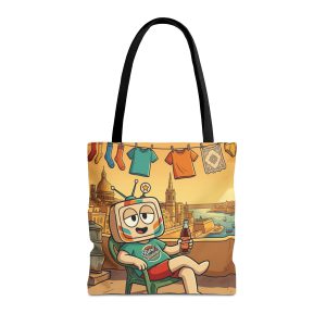 Fuq il-Bejt — Vinty the Time Traveller — Maltese Rooftop Nostalgia Retro Tote Bag