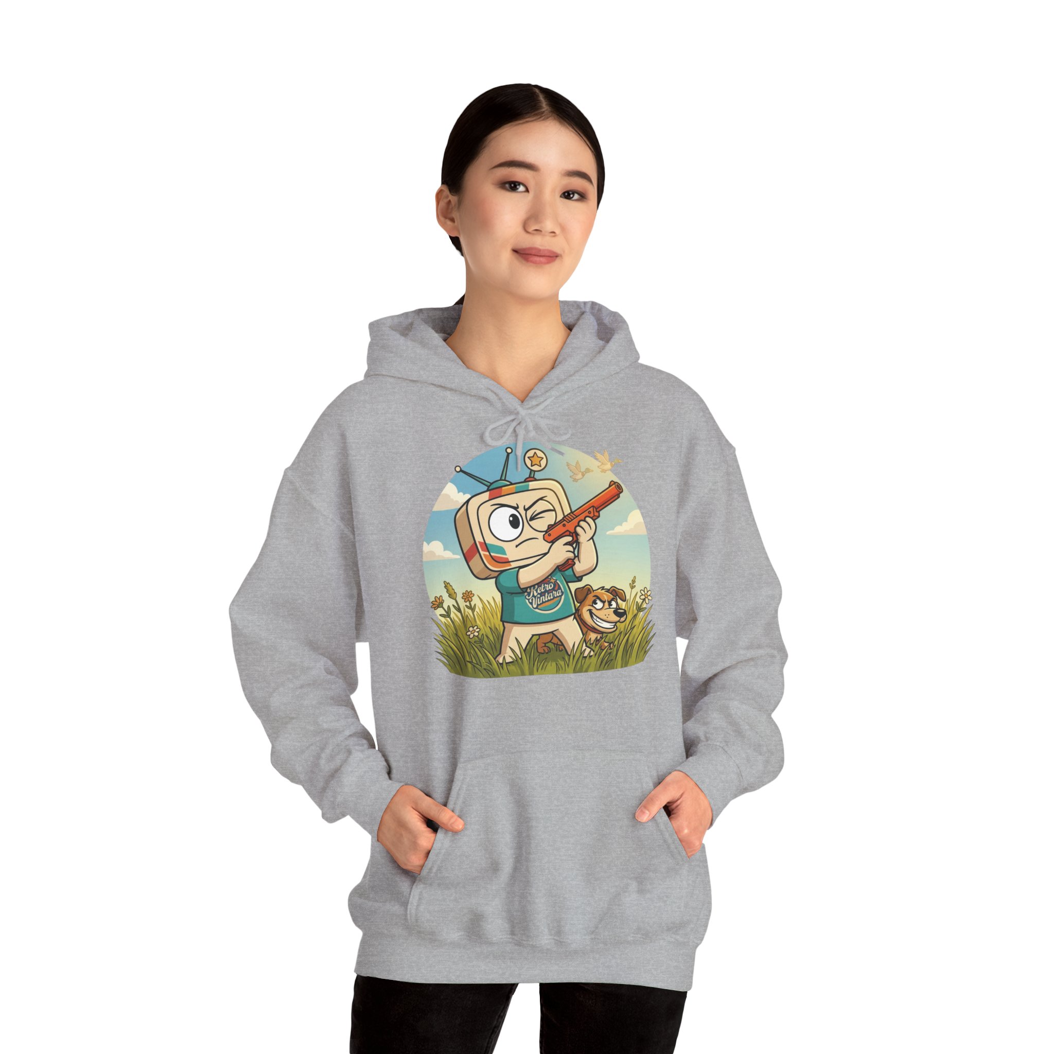 Retro Gaming Hoodie — Duck Season — Vinty the Time Traveller — Duck Hunt Nostalgia Hoodie - Image 8