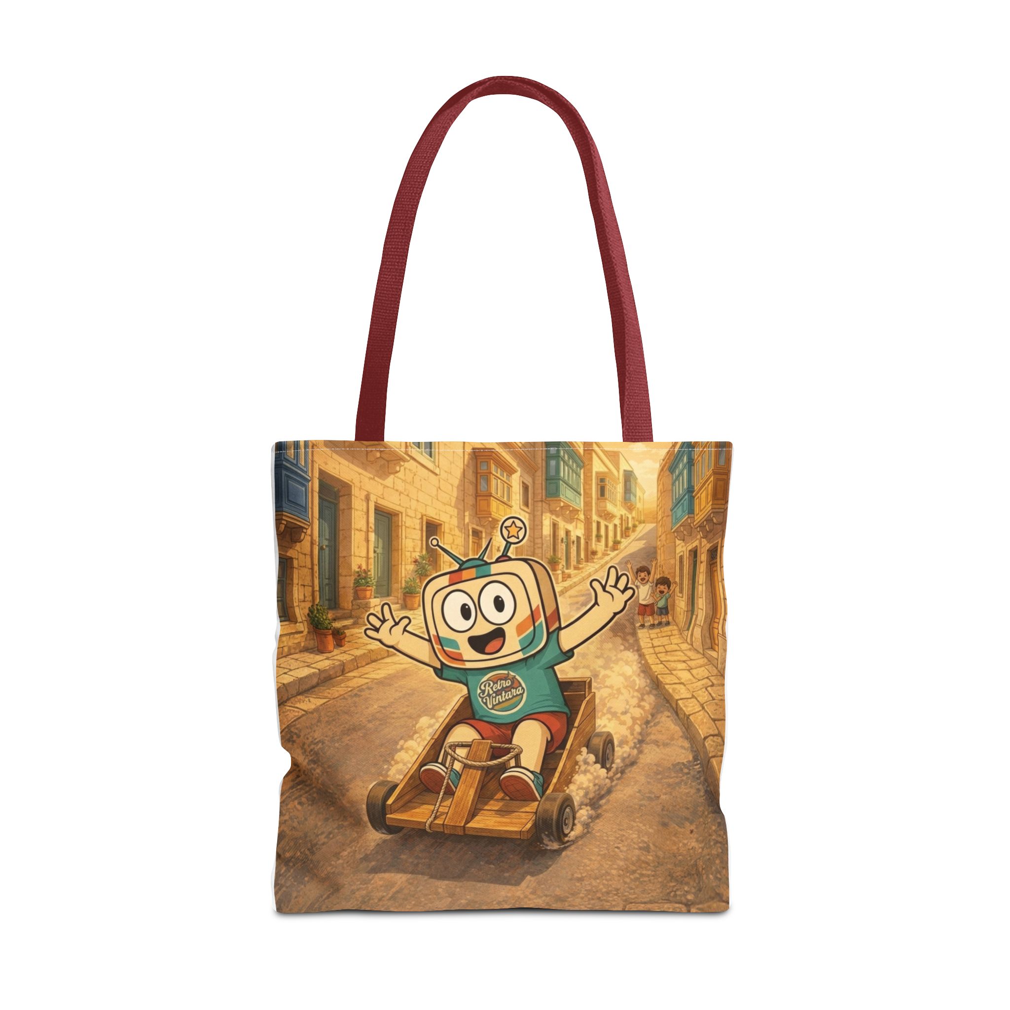 Barra Nilgħab — Vinty the Time Traveller — Maltese Street Nostalgia Retro Tote Bag - Image 6