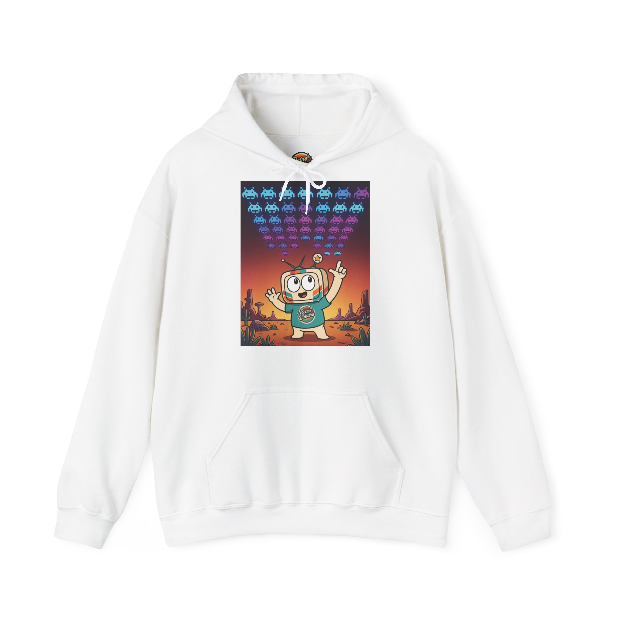 Retro Gaming Hoodie — Space Is Invading — Vinty the Time Traveller — 70s Arcade Nostalgia Hoodie - Image 3