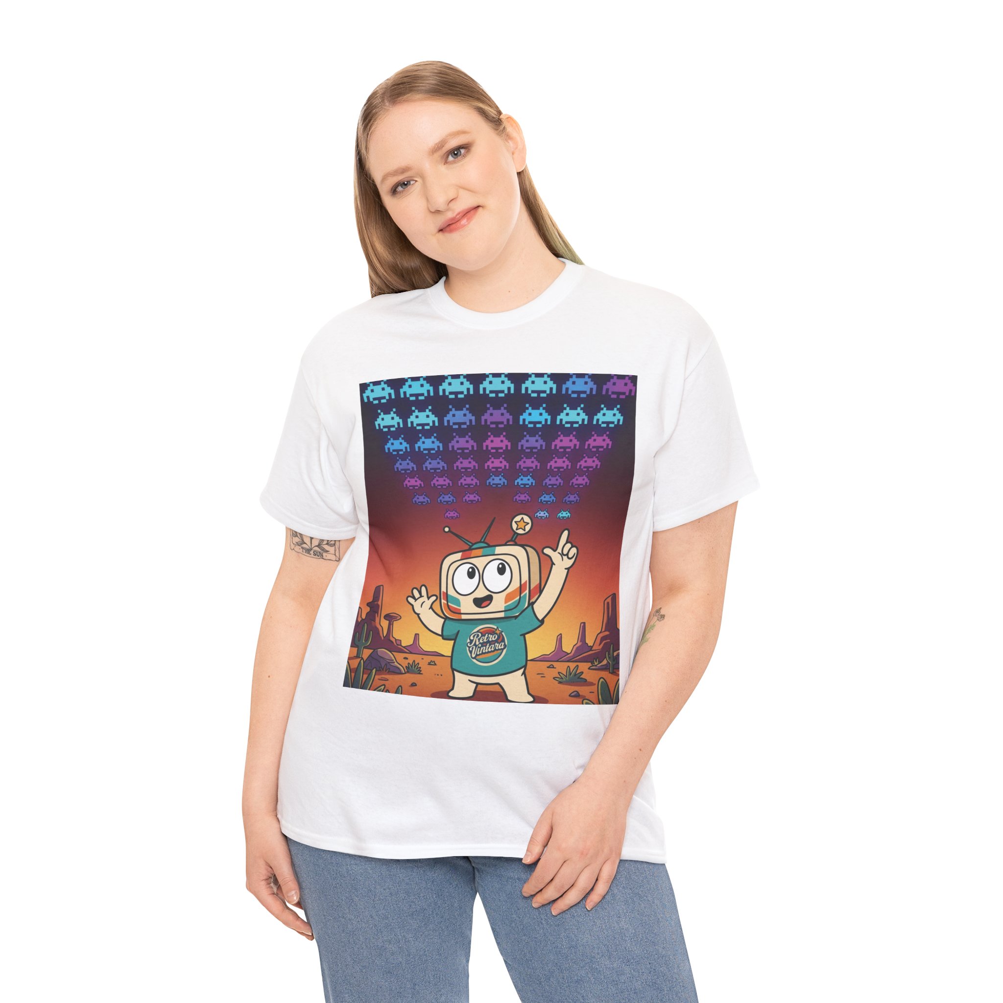 Title: Retro Gaming T-Shirt — Space Is Invading — Vinty the Time Traveller — Space Invaders Nostalgia Tee - Image 4