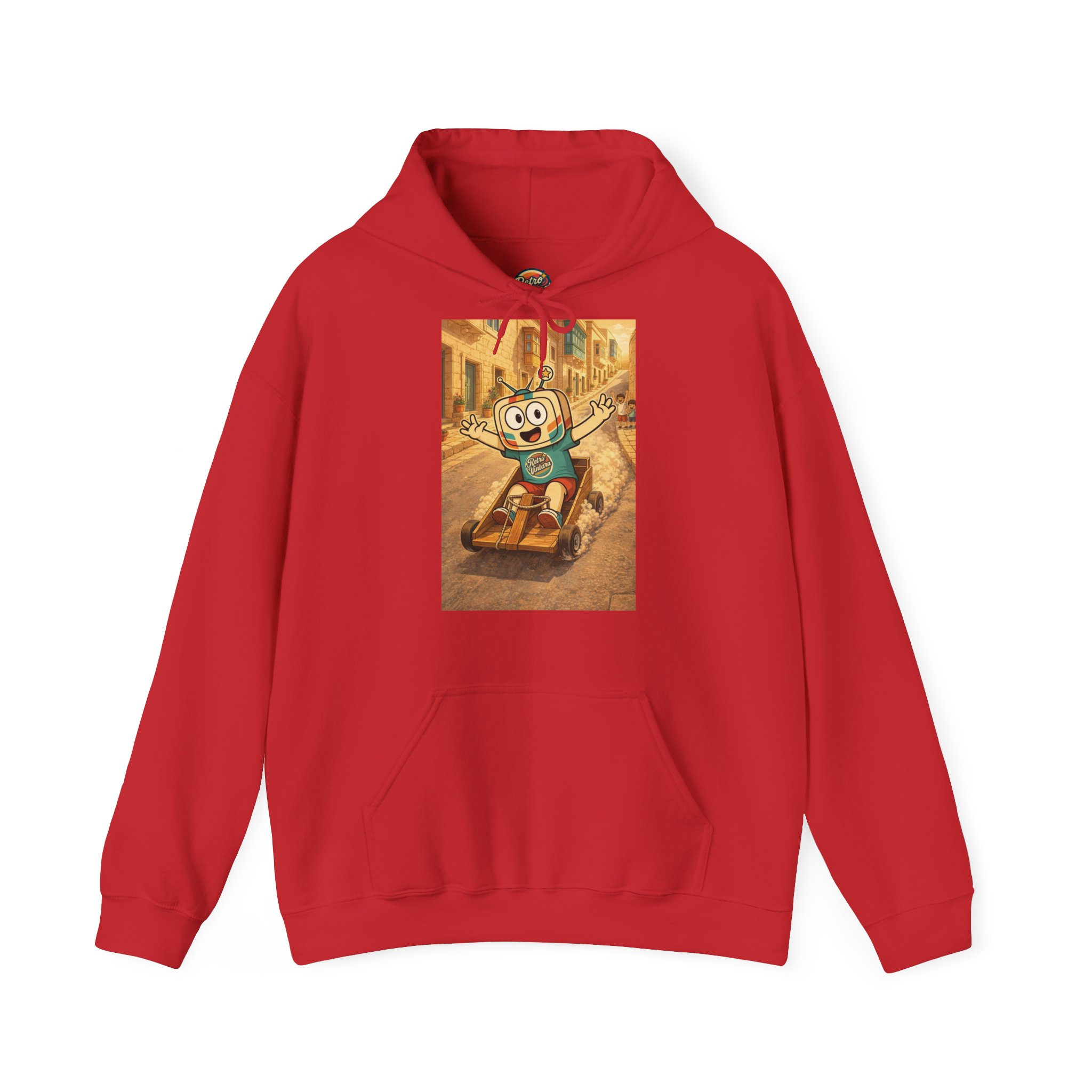 Barra Nilgħab — Vinty the Time Traveller — Maltese Nostalgia Retro Hoodie - Image 13