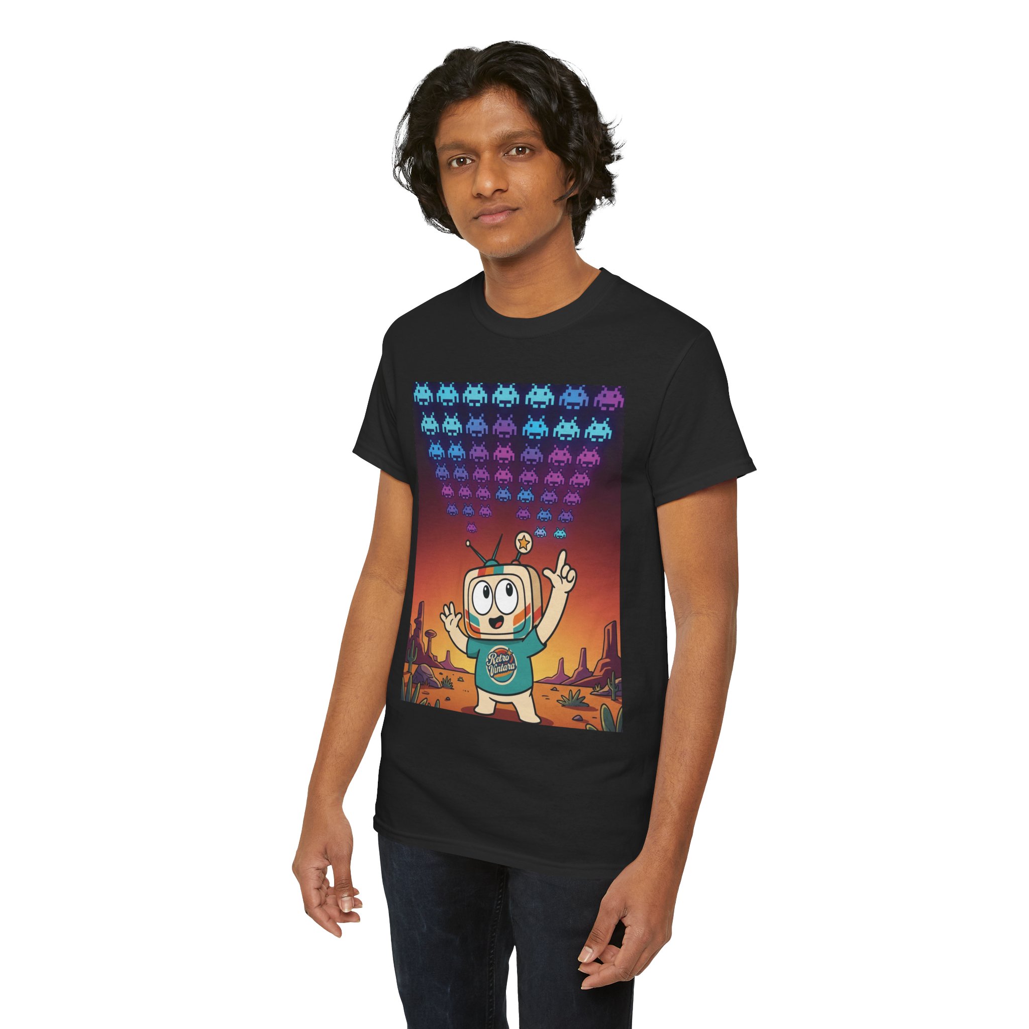 Title: Retro Gaming T-Shirt — Space Is Invading — Vinty the Time Traveller — Space Invaders Nostalgia Tee - Image 6
