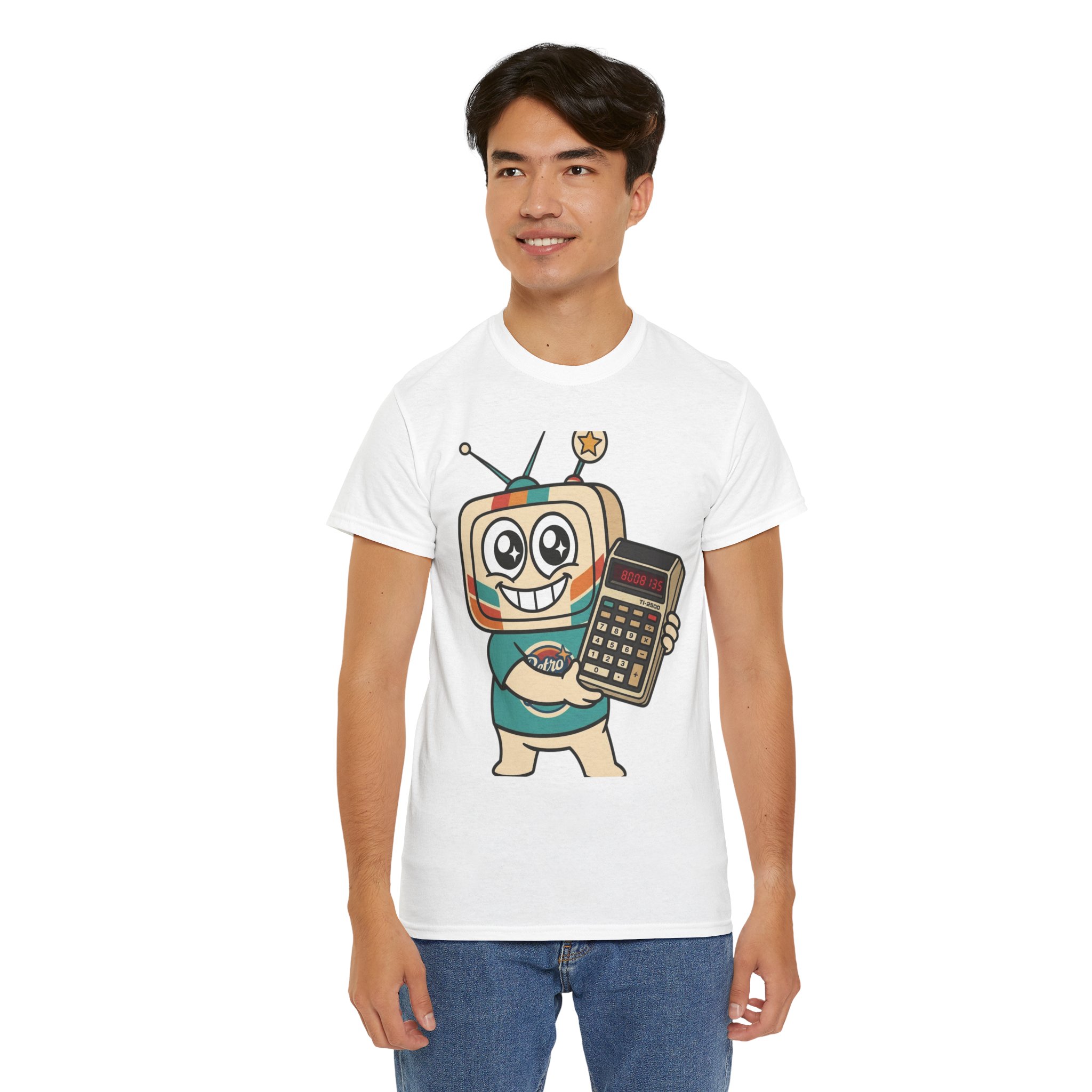 Retro Funny T-Shirt — BOOBIES — Vinty the Time Traveller — Calculator Humour Nostalgia Tee - Image 4