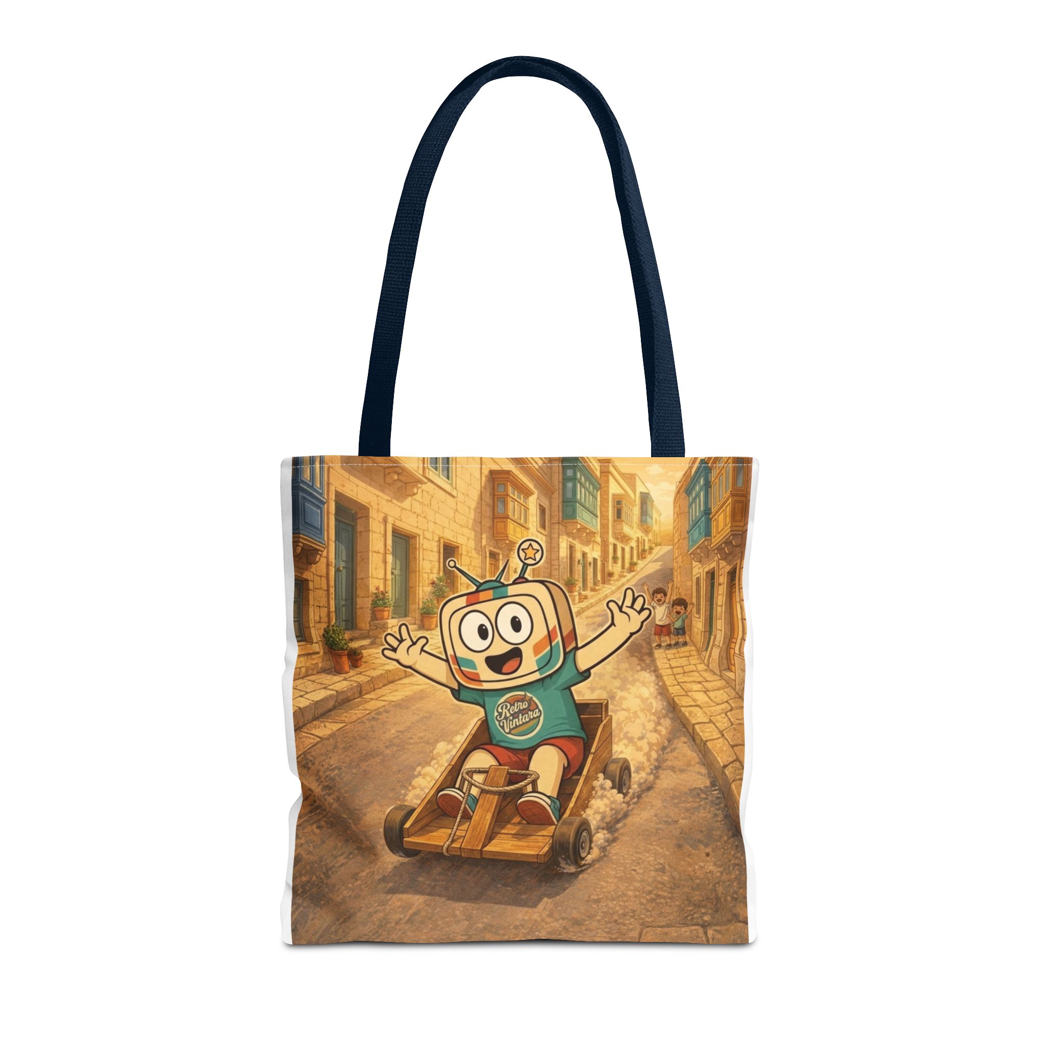 Barra Nilgħab — Vinty the Time Traveller — Maltese Street Nostalgia Retro Tote Bag - Image 14