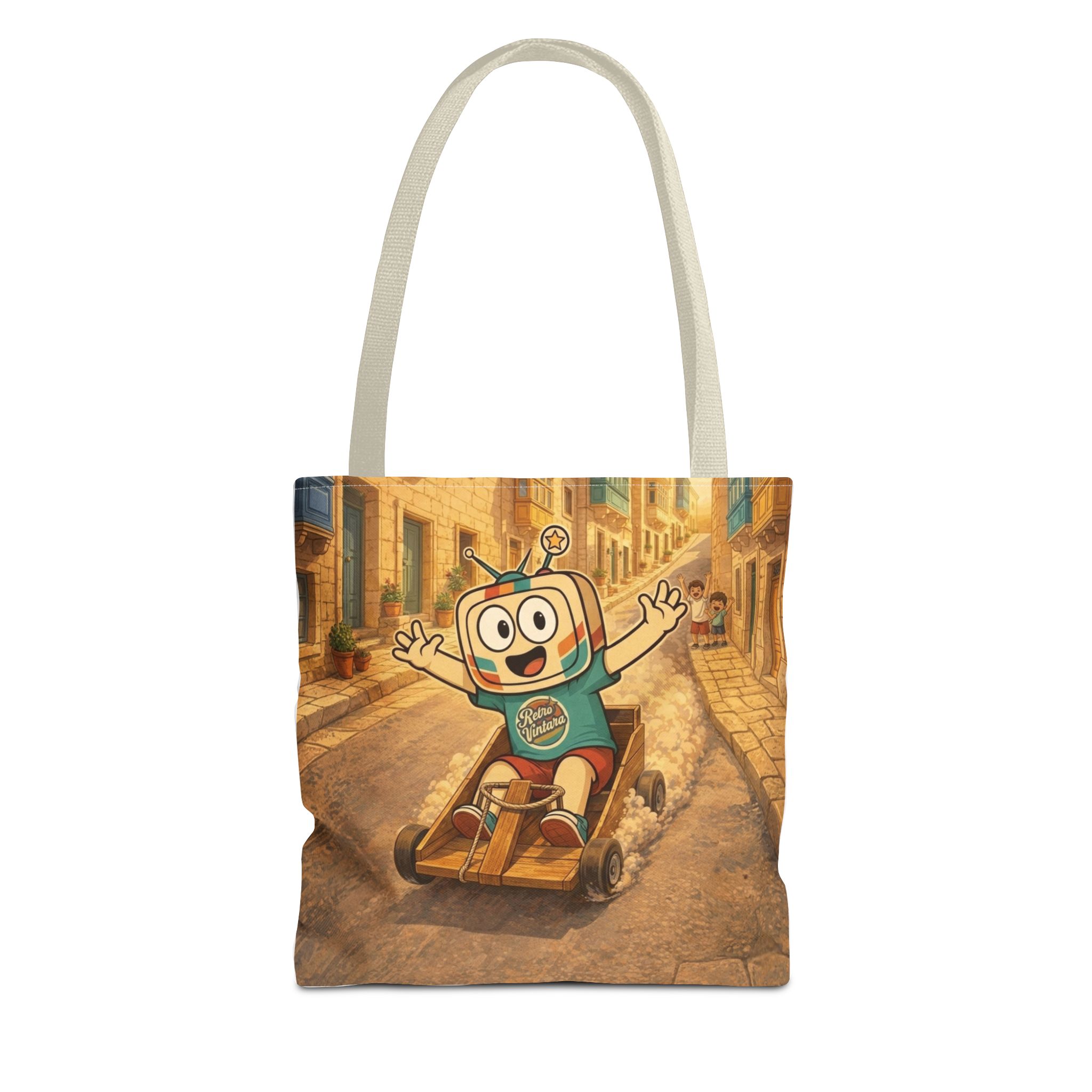 Barra Nilgħab — Vinty the Time Traveller — Maltese Street Nostalgia Retro Tote Bag - Image 10