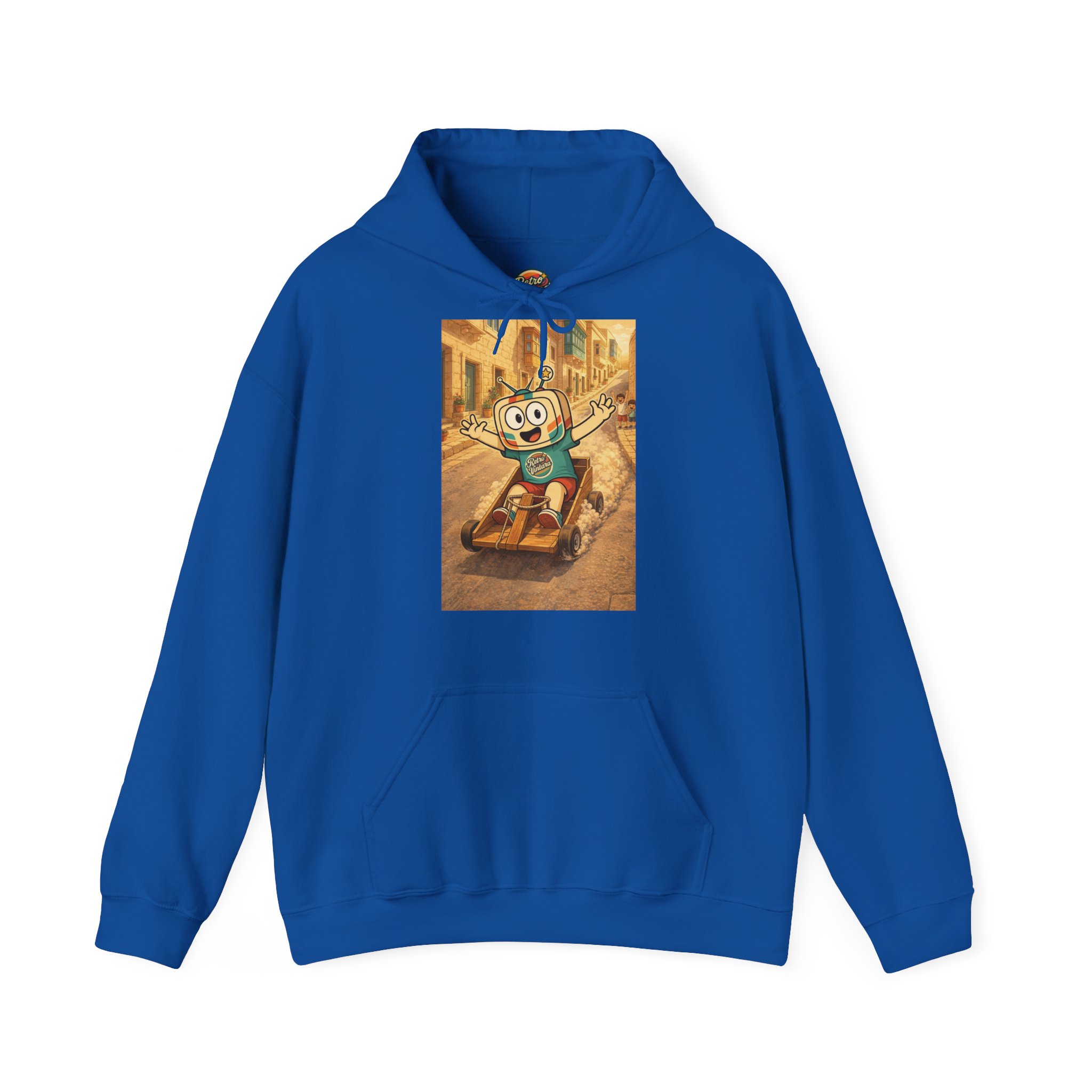 Barra Nilgħab — Vinty the Time Traveller — Maltese Nostalgia Retro Hoodie - Image 11