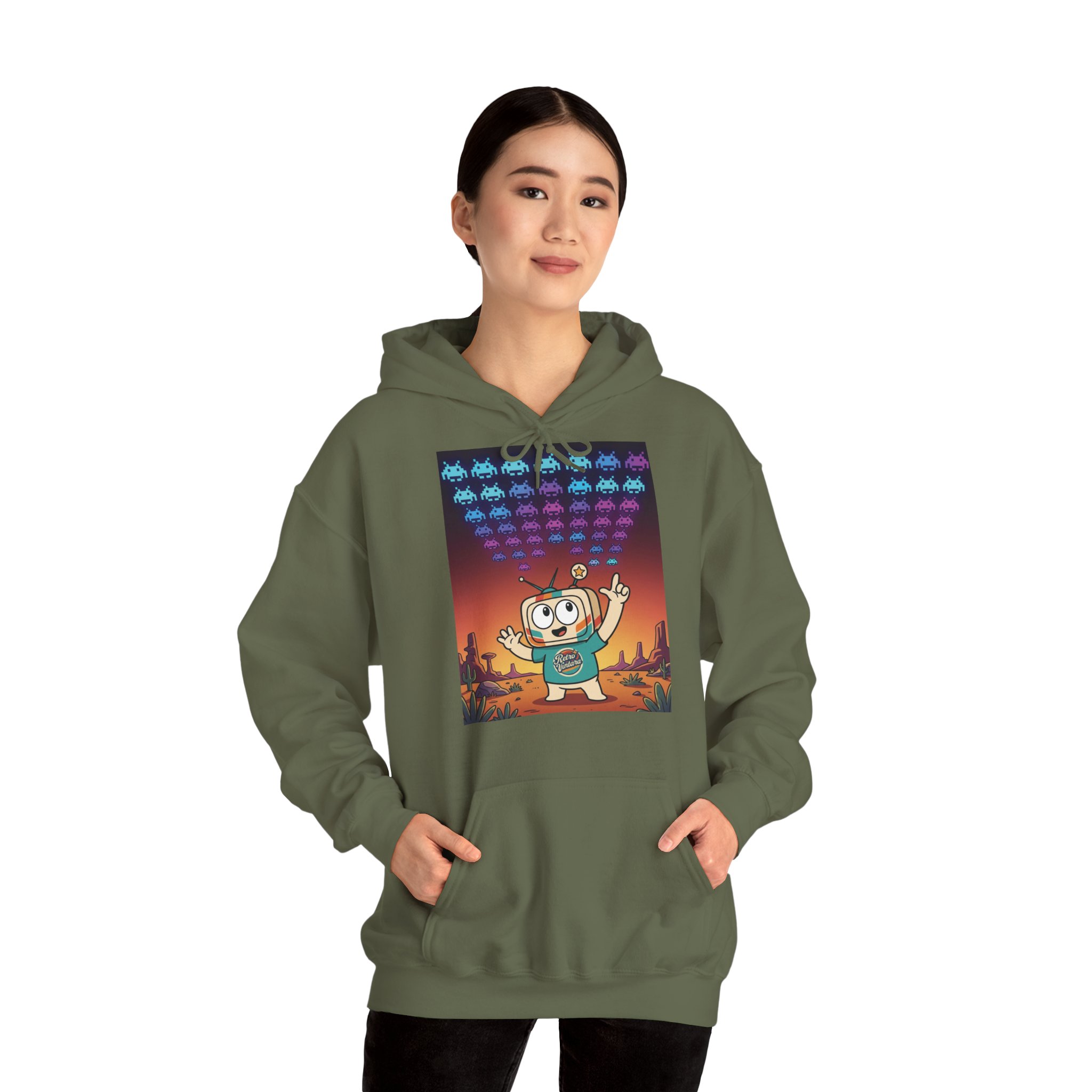 Retro Gaming Hoodie — Space Is Invading — Vinty the Time Traveller — 70s Arcade Nostalgia Hoodie - Image 10