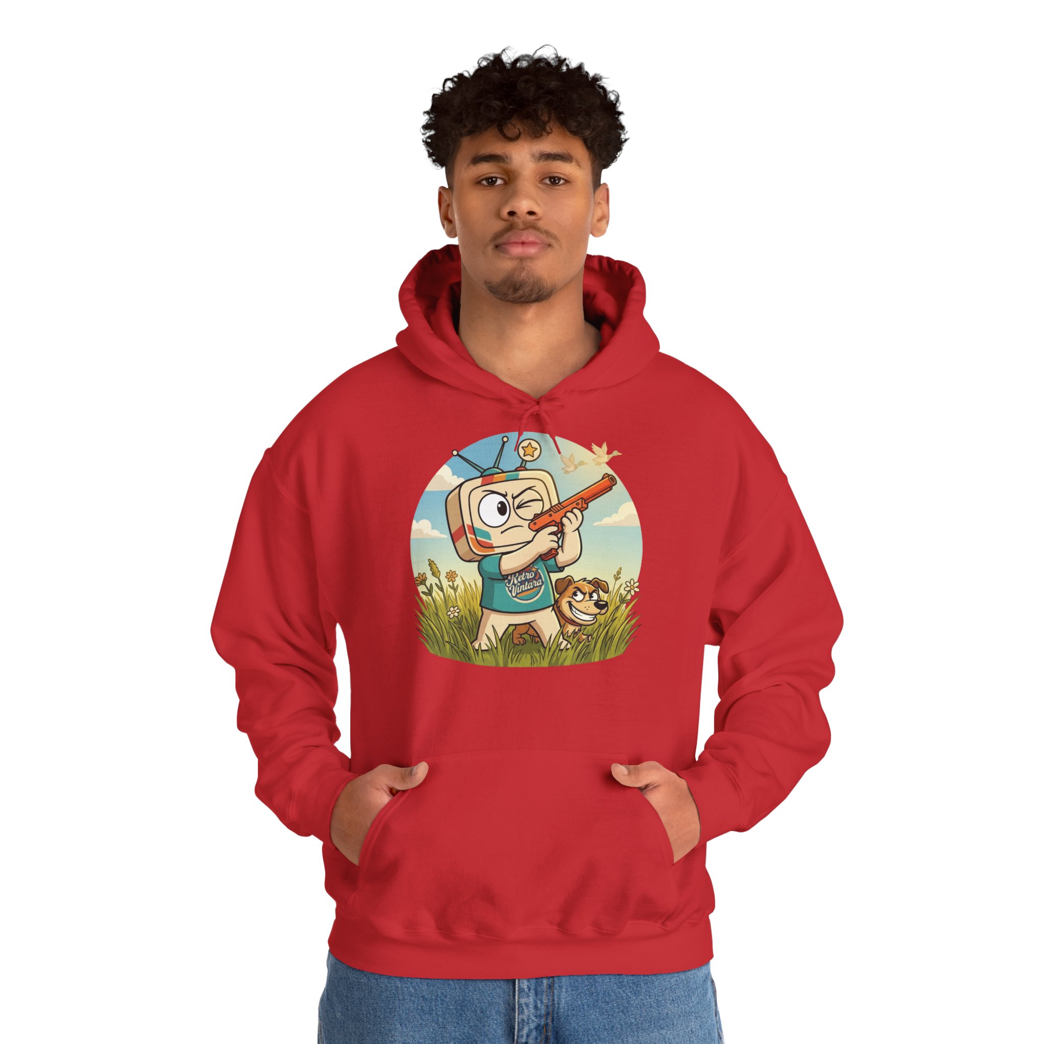 Retro Gaming Hoodie — Duck Season — Vinty the Time Traveller — Duck Hunt Nostalgia Hoodie - Image 3
