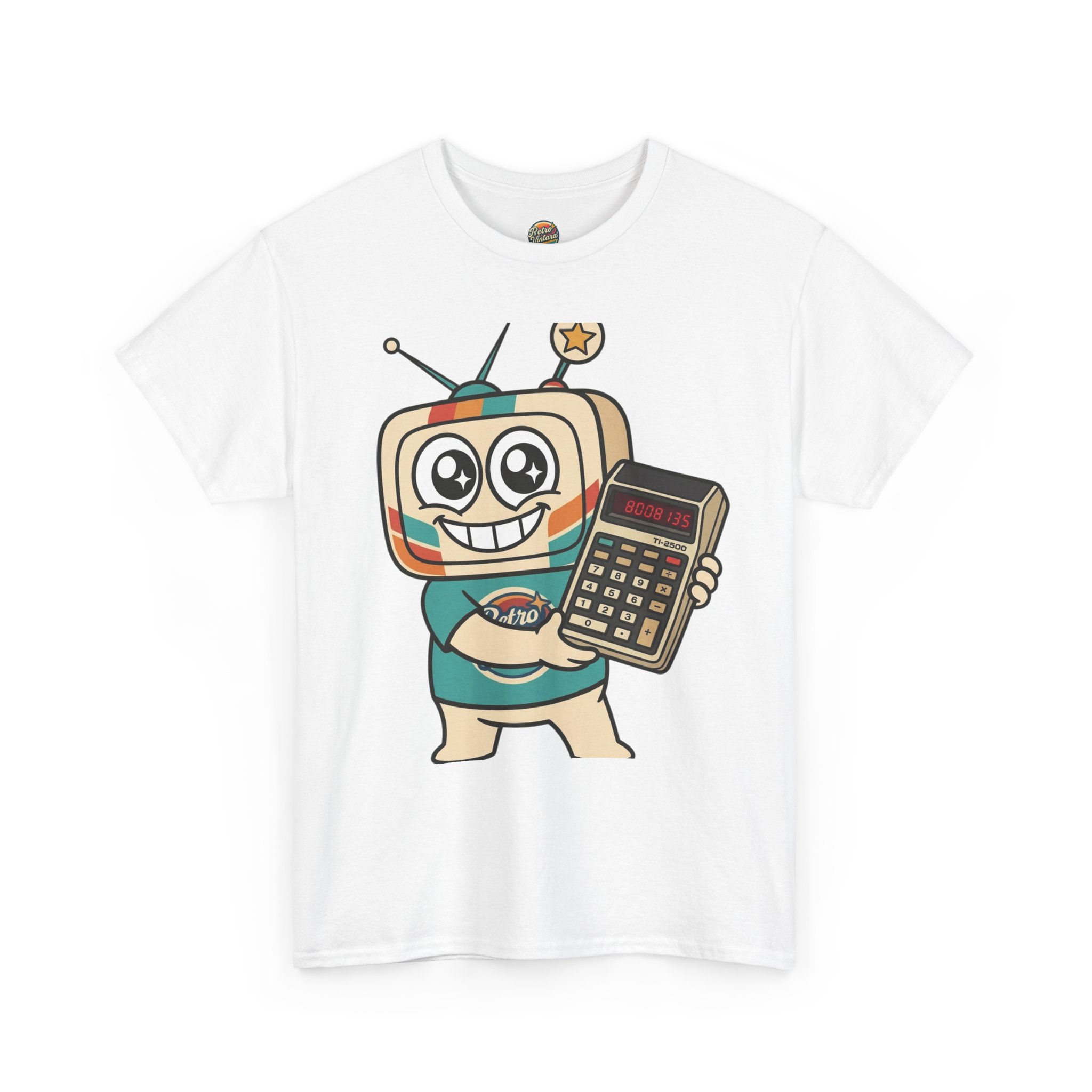 Retro Funny T-Shirt — BOOBIES — Vinty the Time Traveller — Calculator Humour Nostalgia Tee - Image 3