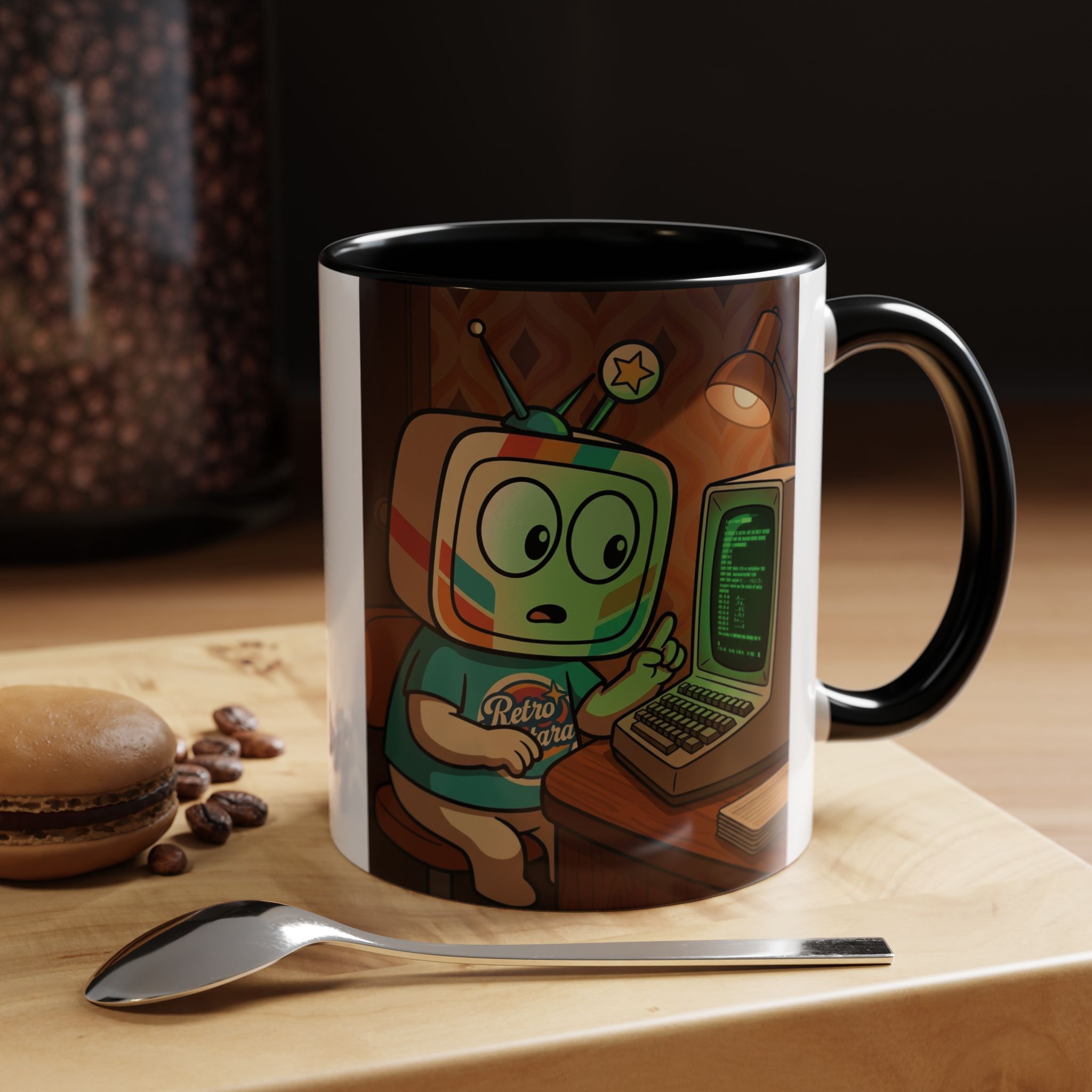 Retro Gaming Mug — You Are In A Dark Room — Vinty the Time Traveller — Text Adventure Coffee Mug - Image 2