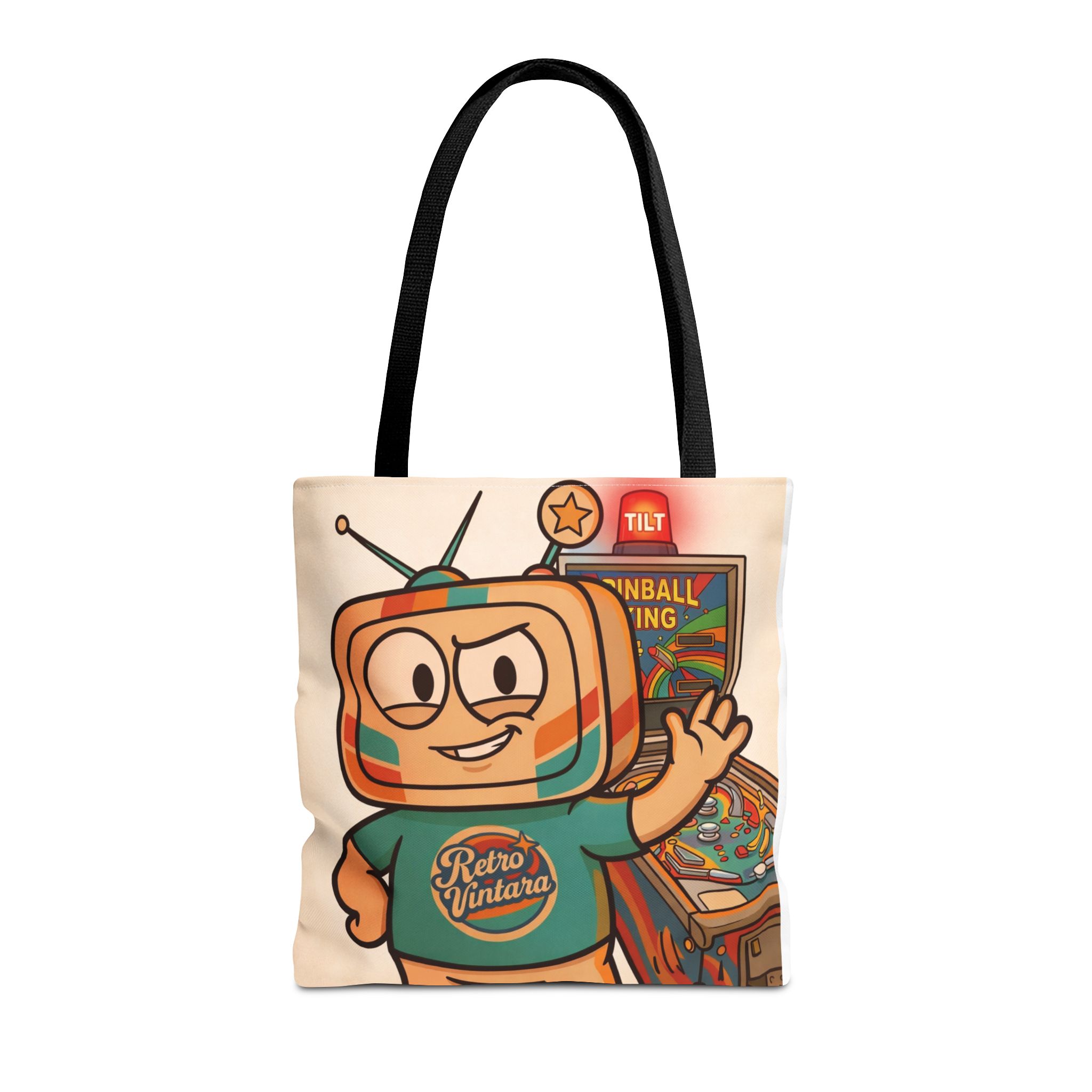 Retro Gaming Tote Bag — Tilt — Vinty the Time Traveller — 70s Pinball Nostalgia Bag