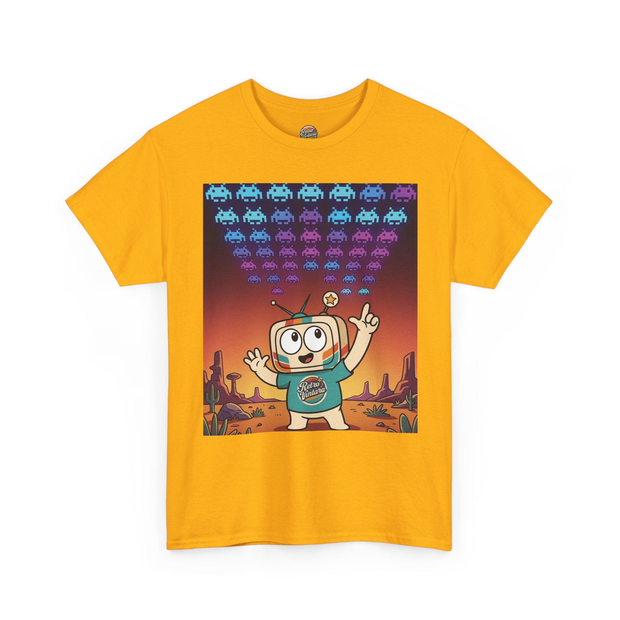 Title: Retro Gaming T-Shirt — Space Is Invading — Vinty the Time Traveller — Space Invaders Nostalgia Tee - Image 2