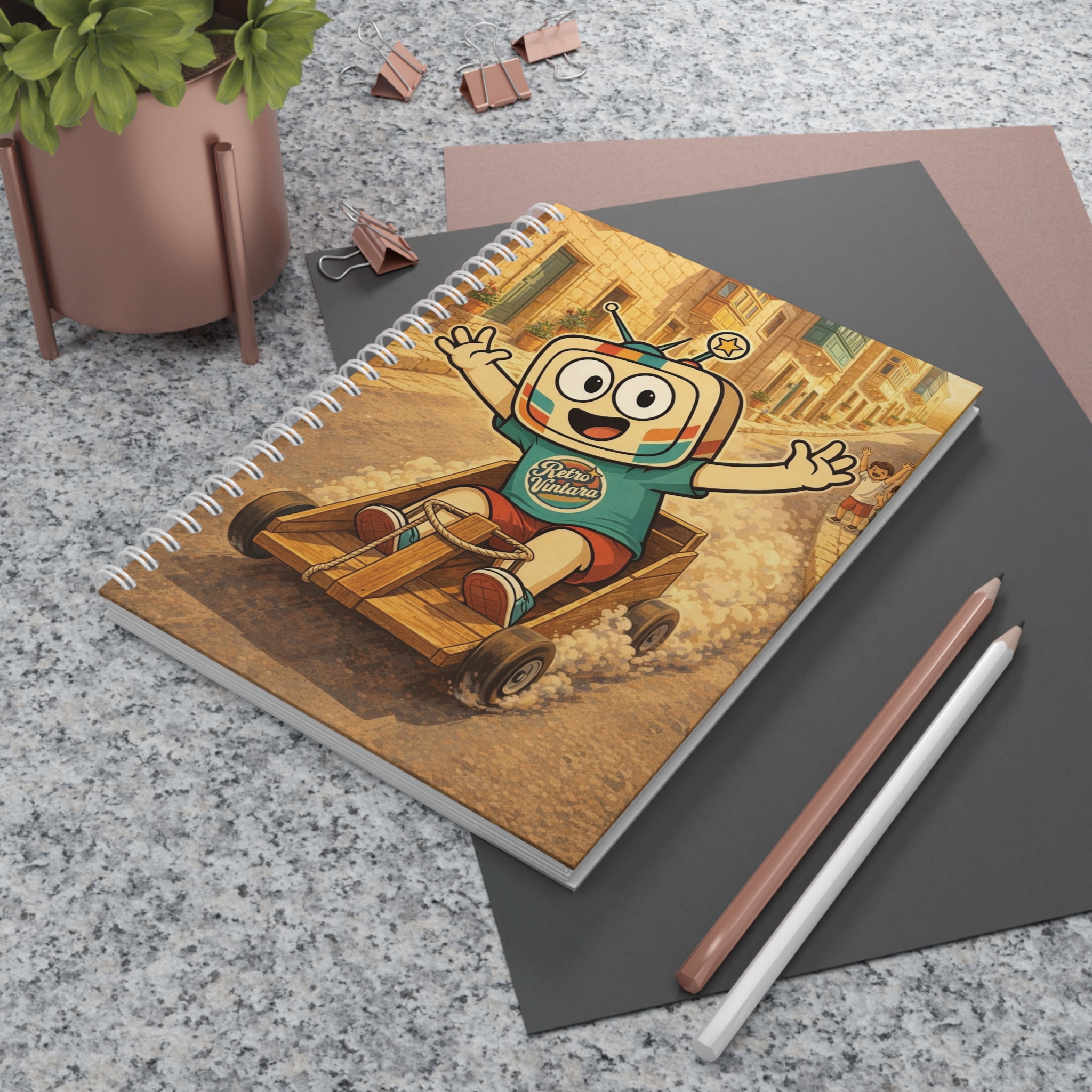 Barra Nilgħab — Vinty the Time Traveller — Maltese Nostalgia Retro Notebook