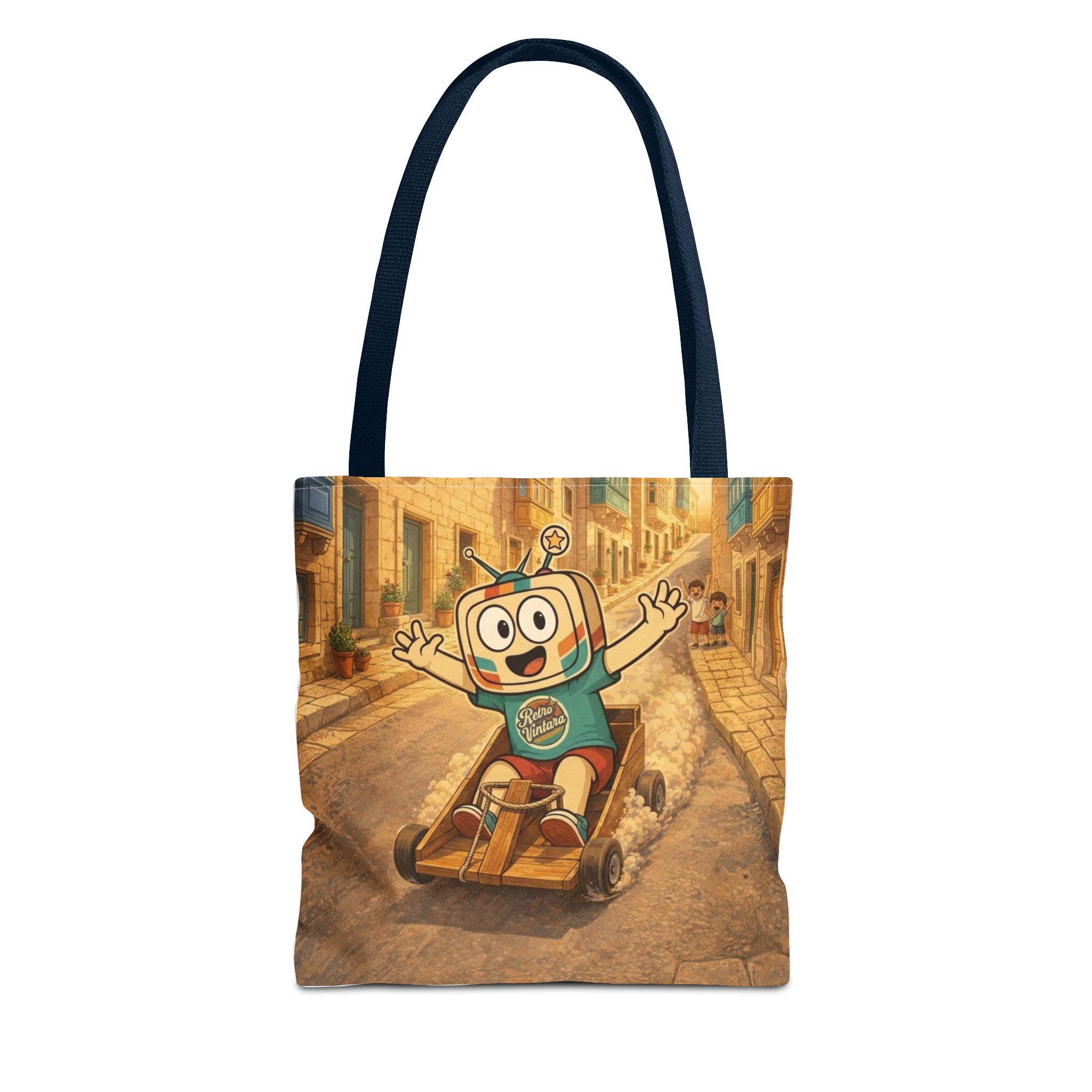 Barra Nilgħab — Vinty the Time Traveller — Maltese Street Nostalgia Retro Tote Bag - Image 13